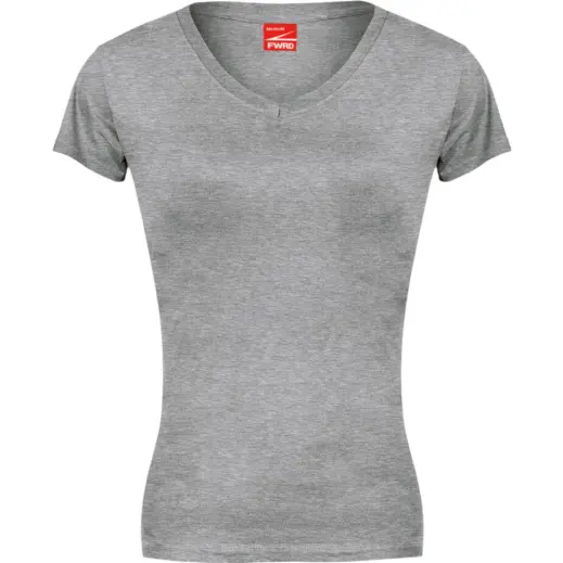 FWRD Ladies Fitted V-Neck T-Shirt Grey Melange Front